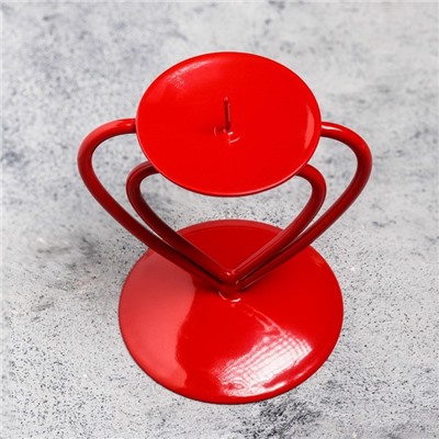 Подсвечник на 1 свечу «Гламур», металл, 9×10.2 см, красный