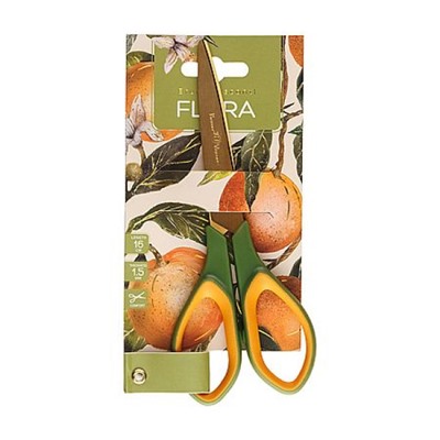 Ножницы 160 мм "ФЛОРА. РАЙСКИЕ АПЕЛЬСИНЫ/FLORA.PARADISE.ORANGES" с золотыми лезвиями 60-0082 Bruno Visconti