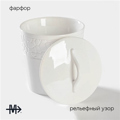 Банка для сыпучих Magistro Rodos, 600 мл, 12.5×15.4 см, фарфор, белая