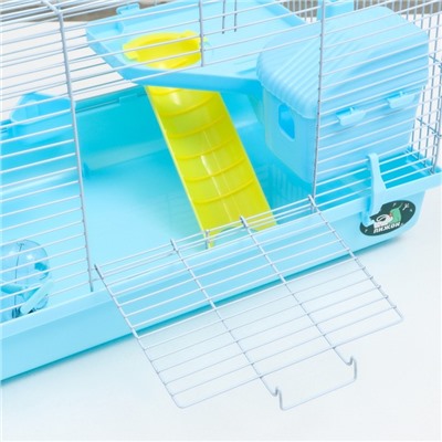 Клетка для грызунов «Пижон», 47×30×27 см, с наполнением, пластик, металл, голубая