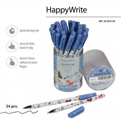 Ручка шариковая 0.5 мм "HappyWrite. Собаки" синяя 20-0215/65 Bruno Visconti