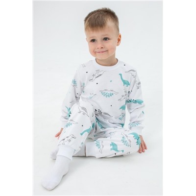 Пижама интерлок Морфей 10117 (Белый/бирюза)