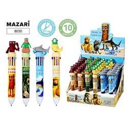 Ручка шариковая автоматическая 10-ти цветная "ИТАЛ.МЕМ" 0.7мм 8030 Mazari