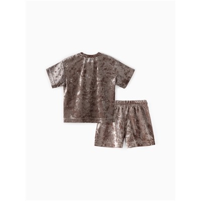 Костюм (шорты и футболка) Крошка Я «Бархат», рост 92-98 см, бежевый