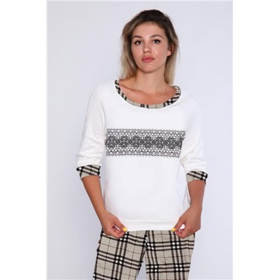 Женский домашний костюм с брюками 66 (Бежевый)