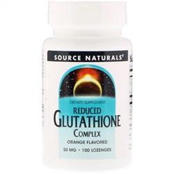 Source Naturals, Комплекс с восстановленным глутатионом, со вкусом апельсина, 50 мг, 100 пастилок