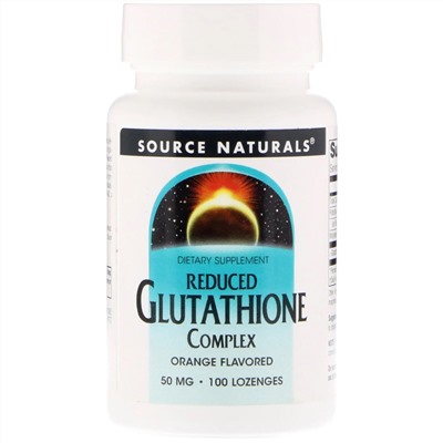 Source Naturals, Комплекс с восстановленным глутатионом, со вкусом апельсина, 50 мг, 100 пастилок