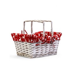 Корзина плетёная для хранения «Новогодняя», 37×28×18 см, ручка h=13 см, белая