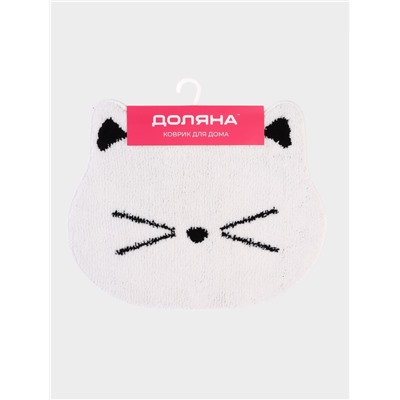 Коврик Доляна White Cat, 50.5×61 см, ворс 1.5 см, микрофибра, белый