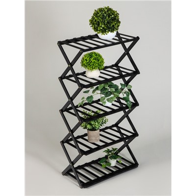 Подставка для цветов Greengo, 5 полок, 50×25×89 см, напольная, бамбук, чёрная