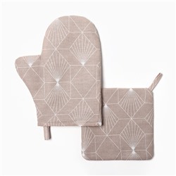 Набор кухонный «Доляна» Geometry: варежка-прихватка 20×28 см, прихватка 19×19 см,100% хлопок