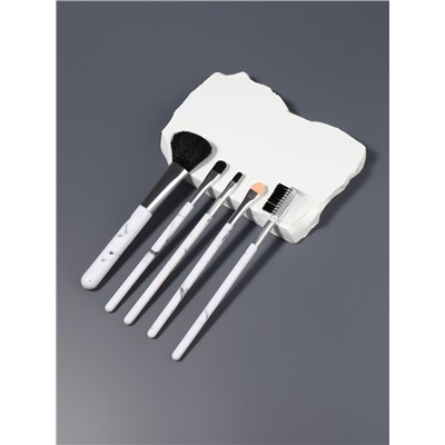 Набор кистей для макияжа «Мрамор», 5 предметов, белый, чёрный