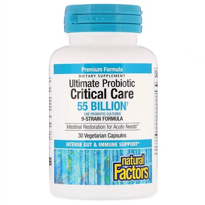 Natural Factors, Ultimate Probiotic Critical Care, 55 миллиардов КОЕ, 30 вегетарианских капсул