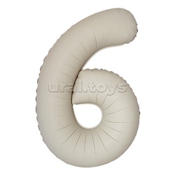 Шар (40''/102 см) Цифра, 6 Slim, Кремовый Латте, Матовый, 1 шт. в уп.