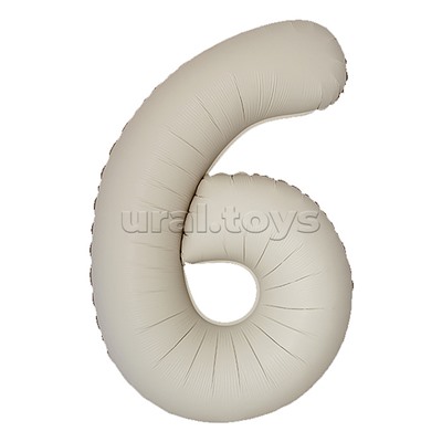 Шар (40''/102 см) Цифра, 6 Slim, Кремовый Латте, Матовый, 1 шт. в уп.