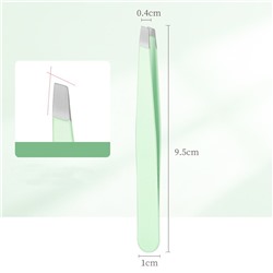 Набор пинцетов для бровей и ресниц 4 шт. в кожаном чехле. Цвет: Мята