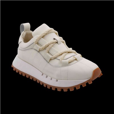 Кроссовки из натуральной кожи D032 бежевые