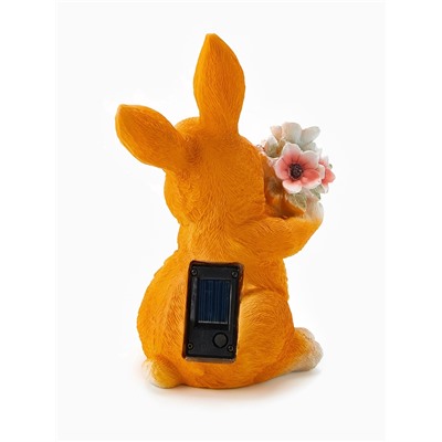 Садовая фигура из полистоуна «Зайка с букетом», 22×11×17 см, с подсветкой