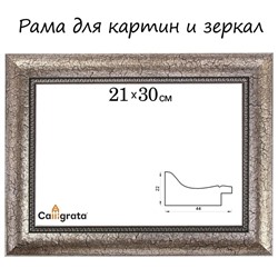 Рама для картин (зеркал) 21×30×4.4 см, пластиковая, Calligrata 6744, серебристая