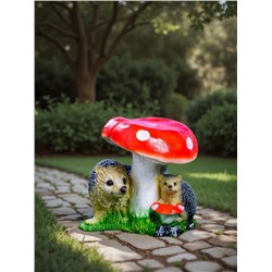 Садовая фигура из полистоуна «Гриб с двумя ежами», 30×26×30 см
