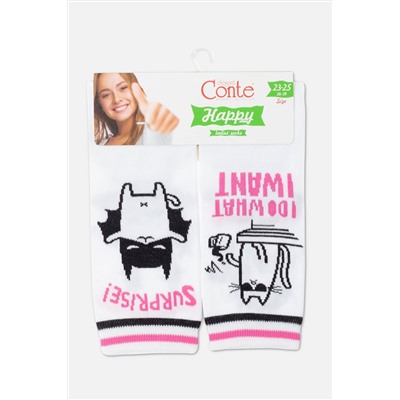 CONTE Хлопковые носки HAPPY c рисунками "cat & surprise" CONTE ELEGANT, 1229802