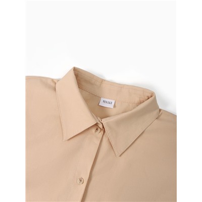 Рубашка женская с объёмными рукавами MINAKU: Casual Collection, размер 44, бежевая