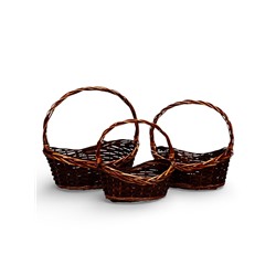 Корзина плетёная для хранения, лоза, тёмно-коричневая, набор 3 шт.