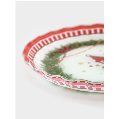 Блюдо новогоднее сервировочное Доляна «Сказочное настроение», d=19, h=2.1 см, стекло, разноцветное