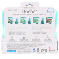 Stasher, Многоразовый силиконовый контейнер для еды, с устойчивым дном, голубой, 128 г (56 жидк. унций)