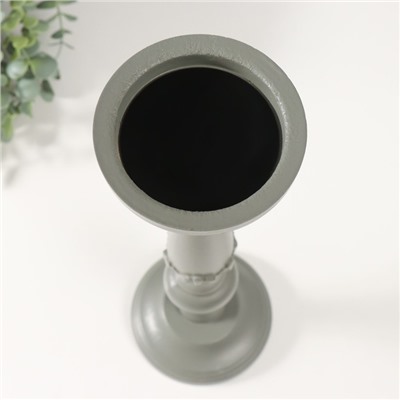 Деревянный подсвечник на 1 свечу «Колонна цветочная», серый, 10×10×37 см