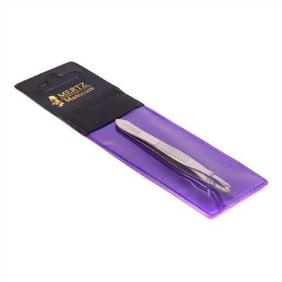 Mertz Пинцет косметический скошенный 210 N, серебристый, 8 см 1688