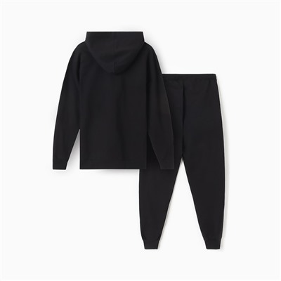 Костюм с начёсом женский (толстовка, брюки) Tusi, размер 50, чёрный