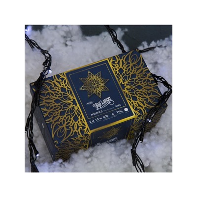 Гирлянда «Водопад» 2×1.5 м, IP44, УМС, тёмная нить, 400 LED, свечение белое, 8 режимов, 220 В