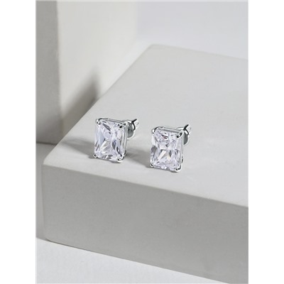 Кольцо из серебра с фианитом родированное - Прямоугольник 1-037р200