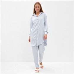 Пижама женская (рубашка, брюки) MINAKU: Light touch, голубая, размер 52