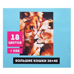 Картина по номерам "Большие кошки" 30х40см