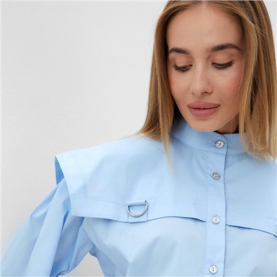 Рубашка женская с лентами MINAKU: Casual Collection, размер 48, голубая
