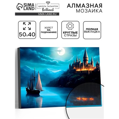 Алмазная вышивка полное заполнение «Сказочный замок», на раме, 40×50 см
