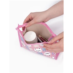 Косметичка на молнии, треугольная, средняя, с принтом, розовая