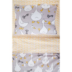 Детское постельное белье  с простыней на резинке  90*200 Гуси серые