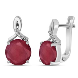 Серьги, 2 рубин корунд круг 8 мм/5.58 ct, Аурелия