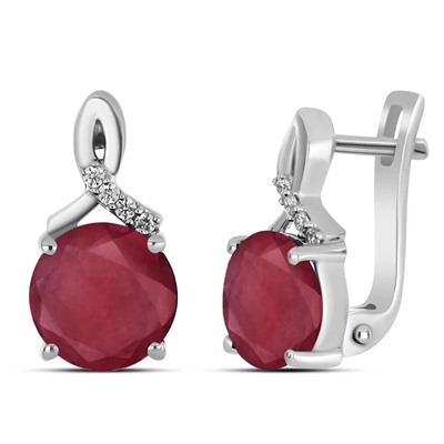 Серьги, 2 рубин корунд круг 8 мм/5.58 ct, Аурелия