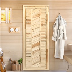 Дверь для бани и сауны, коробка 180×70 см, деревянная, универсальная
