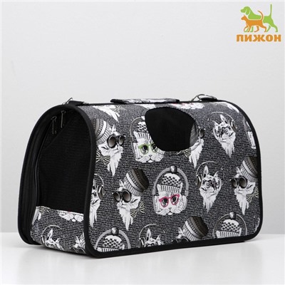 Сумка - переноска для животных «Зимние коты», размер M, 40×21×27 см