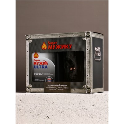 Подарочный набор Super ultra, гель для душа канистра 500 мл и стакан с пулей, HARD LINE