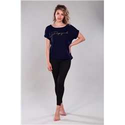 Футболка женская Ф - 13567 (Темно-синий/крем)