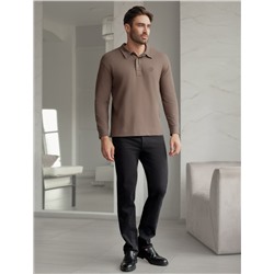 Лонгслив с воротником поло на пуговицах из премиального хлопка с эластаном