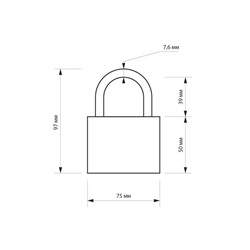 Замок навесной LOCKLAND, с влагозащитной дужкой, 75 мм