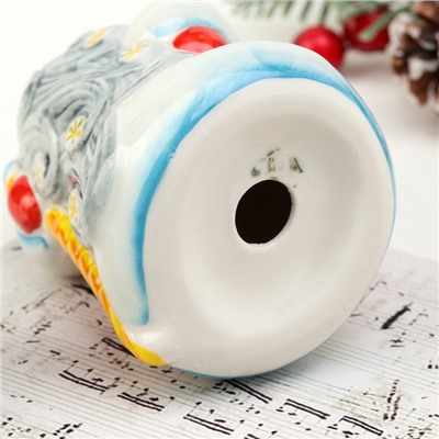 УЦЕНКА Сувенир «Дед Мороз Снеговей», красная шуба, 10 см, фарфор