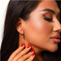 Серьги галочки ювелирная бижутерия Дубайское золото, с покрытием позолотой, вставка: фианит, цвет: зеленый и прозрачный, арт.314.015